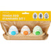 The Tenga Egg Standard 3 Pack Disposable Masturbators I includes three uniquely textured male masturbators—wavy, starry, and cubie—in white with colored accents, all displayed in a clear bag.