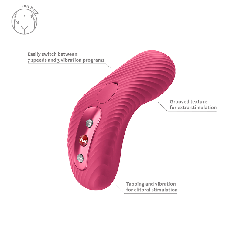 Soft violet Fun Factory LAYA III lay-on vibrator with grooved texture and control buttons.