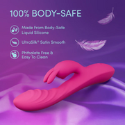 Pink Wild Lust Slim Beginner G-Spot Rabbit Vibrator, UltraSilk® satin-smooth silicone, curved shaft with ridges.