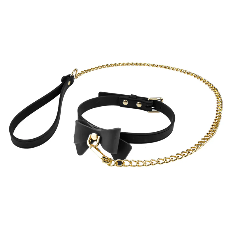 Temptasia Ardor - Silicone Collar & Leash - Black with Bow