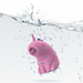 The Dreamy Licks – The Whimsical Unicorn Tongue Vibrator is a pink, cartoon-inspired unicorn made of body-safe silicone with a purple horn and closed eyes, pictured underwater with bubbles and splashes on a white background.