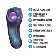 Purple UltraSilk® silicone vibrator with a glowing plasma globe and sleek glass accents.