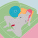 A stylized illustration depicts a nude person with pink hair lounging on a green couch, legs spread, and holding the Fun Factory Miss Bi Powerful Rabbit Vibrator - Black Line near their genitals. They are surrounded by yellow and blue pillows and appear to be in a relaxed state.