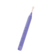 Slim, lavender silicone Juno precision tip oscillating vibrator with a peach-colored flat tip.