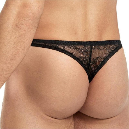 Black Lace Low Rise Brazilian Bikini