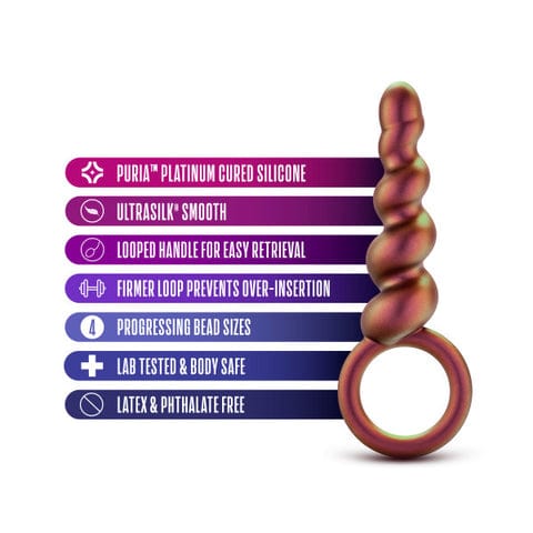 Blush Anal Toy Matrix Soft Silicone Spiral Anal Beads with Finger Loop