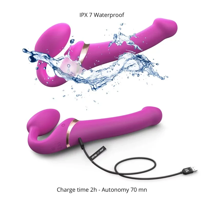 Strap-on-Me Multi Orgasm Bendable Strapless Strap-on with Clitoral Tongue - Medium
