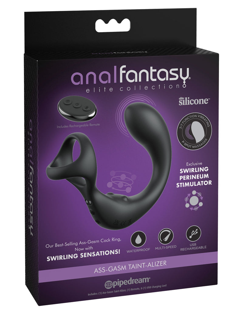 Ass-gasm Taint-Alizer Cock Ring with Vibrating Anal Plug