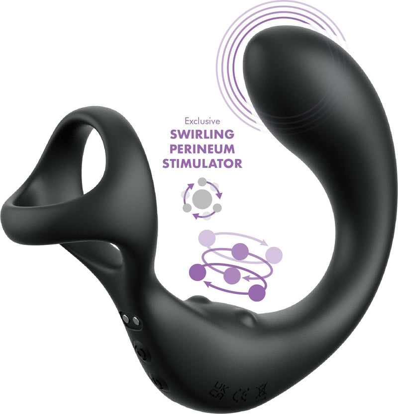 Ass-gasm Taint-Alizer Cock Ring with Vibrating Anal Plug
