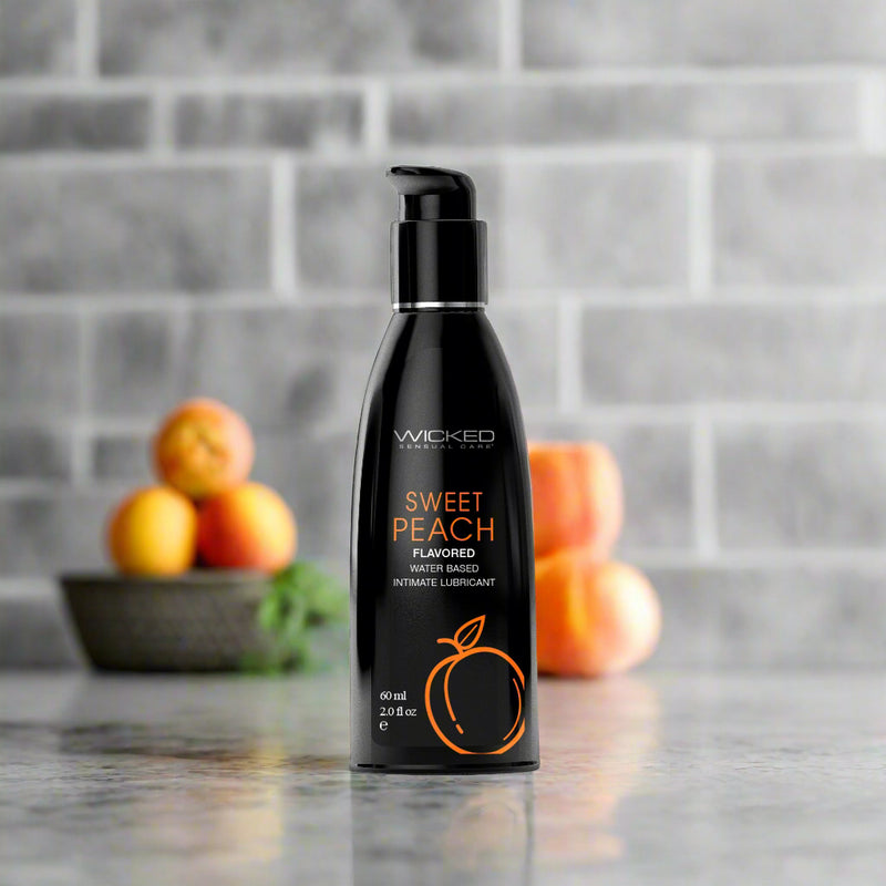 Wicked Aqua Sweet Peach Flavored Water Based Lubricant 4 OZ
