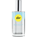 A 1.7 oz glass bottle of Pjur Infinity Water Based Lubricant with a silver cap and yellow circular logo; blue and white label emphasizes skin hydration, is condom compatible, and made in Germany.
