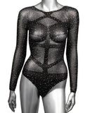 CalExotics Lingerie Radiance™ Long Sleeve Body Suit with Gem Accents