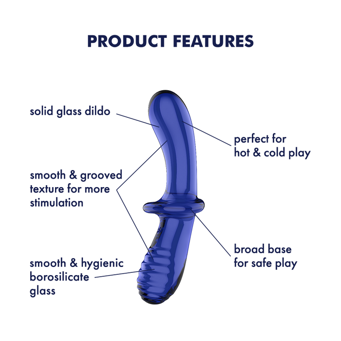 Satisfyer Double Crystal – Dual-Ended Blue Glass Dildo for Hot & Cold Play