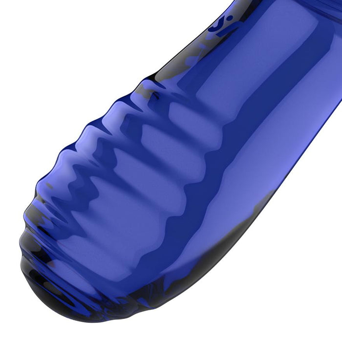 Satisfyer Double Crystal – Dual-Ended Blue Glass Dildo for Hot & Cold Play