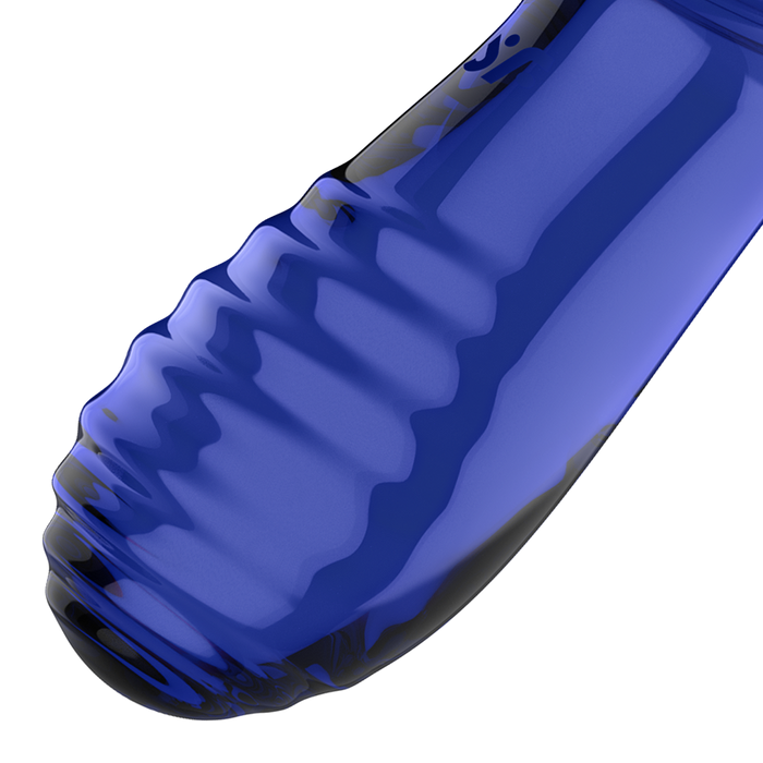 Satisfyer Double Crystal – Dual-Ended Blue Glass Dildo for Hot & Cold Play