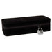 The Secret Black Velvet Sex Toy Storage Box features a coded lock securing the zipper pulls, providing discreet travel and added security for your valuables.
