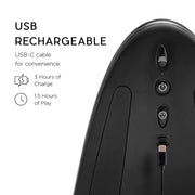 Close-up of The Cowgirl Saddle Sex Machine with Vibration, Thrusting, and Rocking. USB-C cable plugged in. Text: "USB rechargeable—3 hrs charge for 1.5 hrs play. Hands-free pleasure made easy.