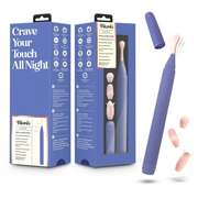 Purple silicone Juno oscillating vibrator with precision tip, cap, and three interchangeable pink attachment heads.