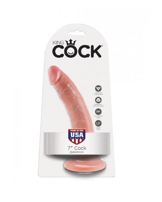 King Cock 7 Inch Suction Cup Dildo - Vanilla