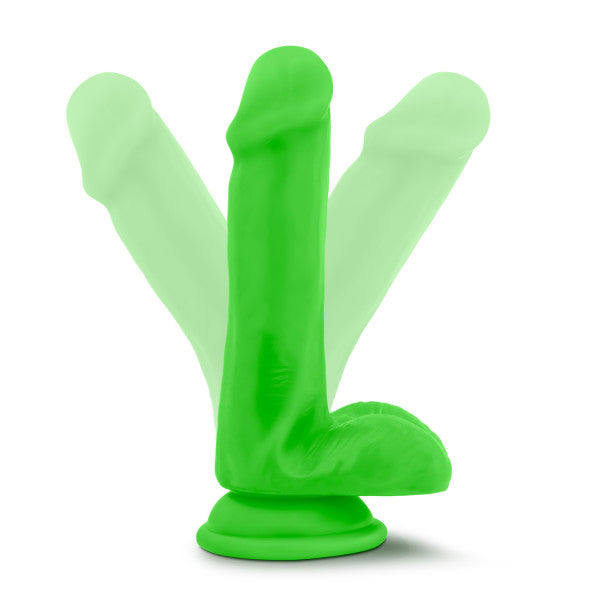 Neo 6 Inch Dual Density Dildo with Balls - Neon Green