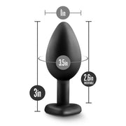 Bling Small Black Gem Heart Tipped Silicone Butt Plug