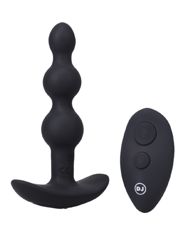 Doc Johnson Anal Beads A-Play Beaded Vibrating Anal Beads with Remote - Black