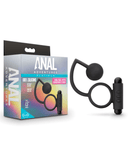 Blush Novelties Butt Plug Anal Adventures Silicone Anal Ball with Vibrating Cock Ring - Black