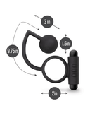 Blush Novelties Butt Plug Anal Adventures Silicone Anal Ball with Vibrating Cock Ring - Black