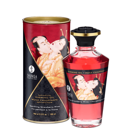 Shunga Massage Oil Aphrodisiac Warming Oil 100 ml (3.5 oz) - Sparkling Strawberry Wine