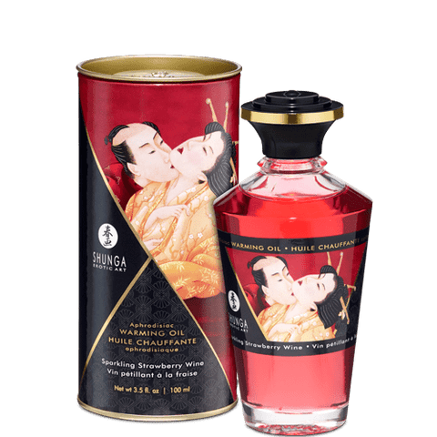Shunga Massage Oil Aphrodisiac Warming Oil 100 ml (3.5 oz) - Sparkling Strawberry Wine