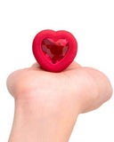 b-Vibe Anal Toy B-vibe Vibrating Heart Shaped Jewel Anal Plug M/L - Red