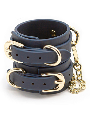 NS Novelties Cuffs Bondage Couture Vegan Leather Wrist Cuffs - Blue