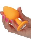 CalExotics Butt Plug Cheeky Gems 3 Piece Silicone Butt Plug with Gemstone Set - Orange