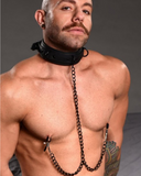 XR Brands Nipple Play Collared Temptress Collar with Nipple Clamps