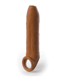 Pipedream Products Penis Extension Fantasy 7 Inch Uncut Silicone Penis Extension with Ball Strap - Caramel