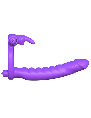 Pipedream Products Cock Ring Fantasy C-Ringz Silicone Double Penetrator Rabbit - Purple