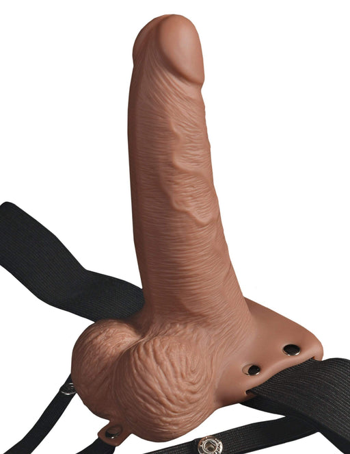 Pipedream Products Strap Ons Fetish Fantasy Series Vibrating 6 Inch Hollow Rechargeable Strap-On with Remote - Vanilla