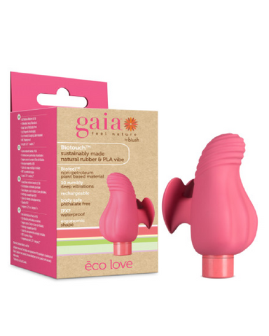 Blush Novelties Vibrator Gaia Eco Love Powerful Bullet with Texture Sleeve & Finger Grip - Pink