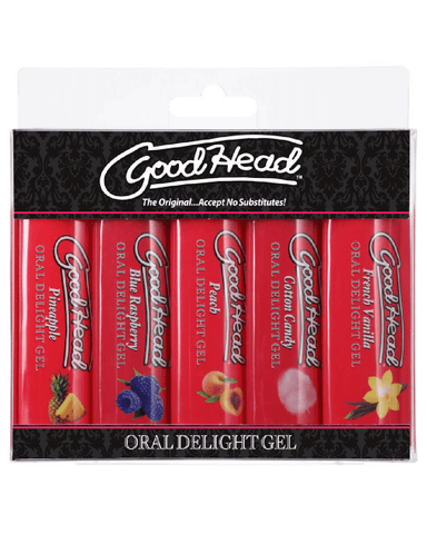Doc Johnson Stimulation Gel Goodhead Oral Delight Gel Assorted 5-pack 1 oz each