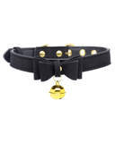 XR Brands Collar Master Series Golden Kitty Cat Bell Collar - Black/Gold
