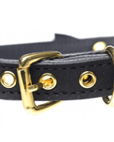 XR Brands Collar Master Series Golden Kitty Cat Bell Collar - Black/Gold