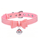 XR Brands Collar Master Series Golden Kitty Cat Bell Collar - Pink/Silver