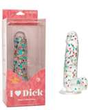 CalExotics Dildo Naughty Bits I Love Dick Heart Shaped Confetti 8 Inch Dildo