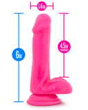 Blush Novelties Dildo Neo 6 Inch Dual Density Dildo with Balls - Neon Pink