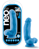 Blush Novelties Dildo Neo Elite 7 Inch Dual Density Silicone Dildo with Balls by Blush - Neon Blue