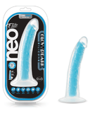 Blush Novelties Dildo Neo Elite Glow in the Dark 7.5 Inch Silicone Dildo - Blue