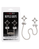 CalExotics Nipple Toy Nipple Grips 4-Point Nipple Press with Bells - set of 2