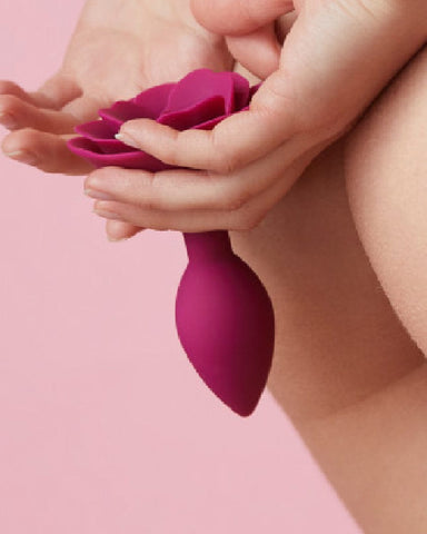 Lovely Planet Anal Plug Open Roses Medium Silicone Anal Plug - Plum
