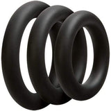 Doc Johnson Cock Ring Black Optimale Set of 3 Thick Silicone Cock Rings