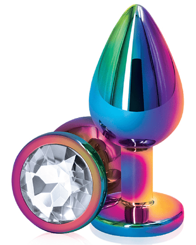 NS Novelties Butt Plug Rear Assets Multi Color and Clear Gemstone Anal Plug -  Medium